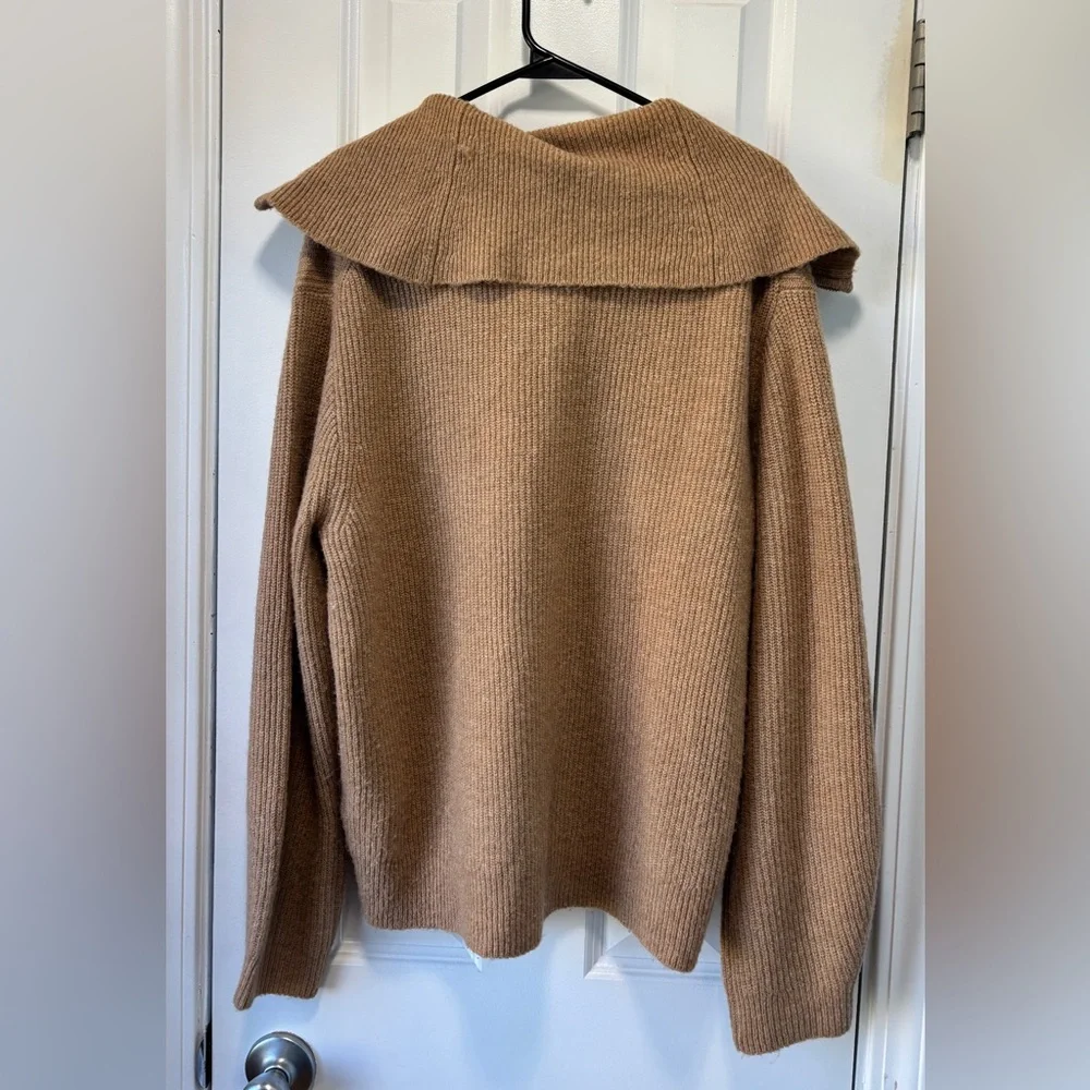 J.Crew Women's Brown Full Zip Wool/Alpaca Cowl Neck Cozy Sweater Size Medium - Picture 5 of 8